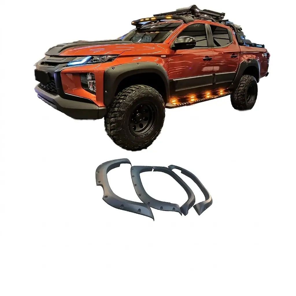 Wheel Arch Kit for Mitsubishi L200 Series 6 2019 Onwards Matte Black 5 Matte black wide wheel arch extension kit for Mitsubishi L200 Series 6 (2019 onwards), rugged off-road styling for Barbarian X and Warrior models.