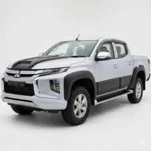 Matte black side door body cladding protector for Mitsubishi L200 Series 6 (2019- onwords), aggressive door panel guard for Barbarian X and Challenger models.
