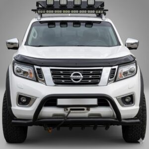 Nissan-Navara-NP300-2014-2021-Gloss-Black-ABS-Plastic-Bonnet-Protector-Front-View-Plus-Auto-Style