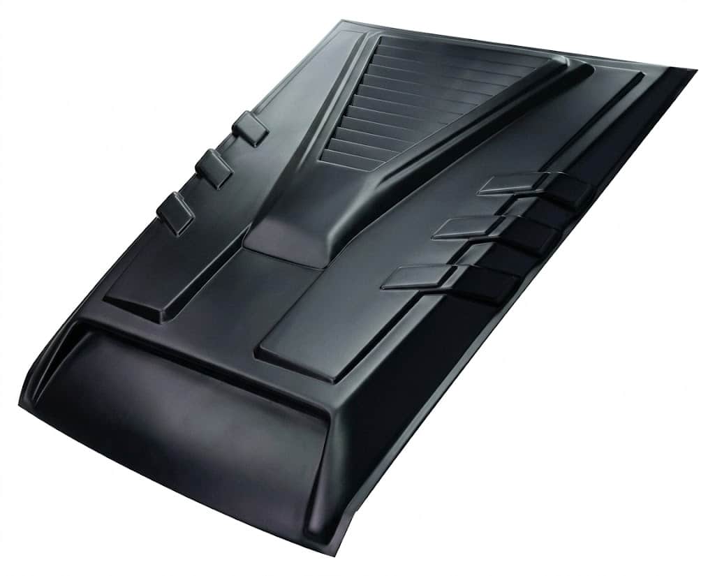 Bonnet Scoop for Nissan Navara NP300 2015+ 6 Matte black decorative bonnet scoop vent for Nissan Navara NP300 D23 (2015-Present), aggressive hood air intake styling.