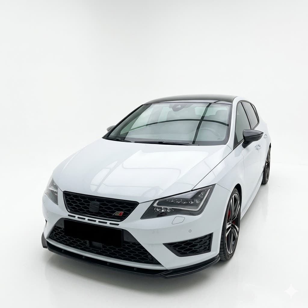 Front Splitter for Seat Leon FR / Cupra Mk3 v2 (2012-2016) 3 Gloss black front splitter v2 for Seat Leon Mk3 5F FR and Cupra (2012-2016), aggressive pre-facelift front bumper lip.