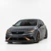 Gloss black front splitter for Seat Leon Mk3.5 Facelift FR and Cupra (2017-2019), aggressive front bumper lip spoiler.
