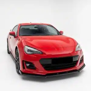 Gloss black front splitter for Subaru BRZ Mk1 (2012-2017), aggressive JDM style front bumper lip spoiler.