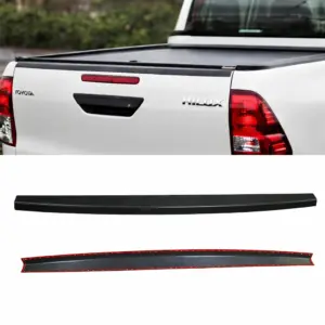Black textured tailgate protector for Toyota Hilux (2015-2020) Mk8, rear bed edge guard for Invincible and Icon models.