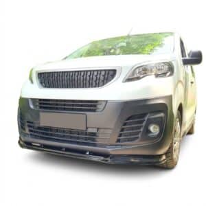 Gloss black front splitter for Vauxhall Vivaro (2019-Present), aggressive front bumper lip spoiler for camper and sport vans.