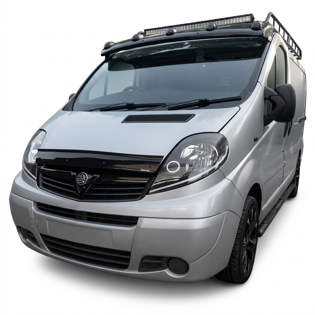 Renault Trafic Vivaro 2001 to 2014 Bonnet Protector 1 Black Gloss Bonnet Protector for Vauxhall Vivaro B (2014-2019) Hood Guard Deflector