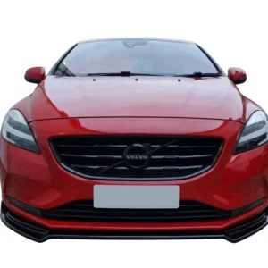 Gloss black front splitter for Volvo V40 R-Design (2012–2019) models.