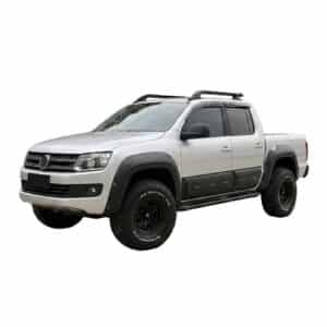 Matte black side door body cladding for VW Amarok (2010-2022), big body protector panels for Highline and Aventura.