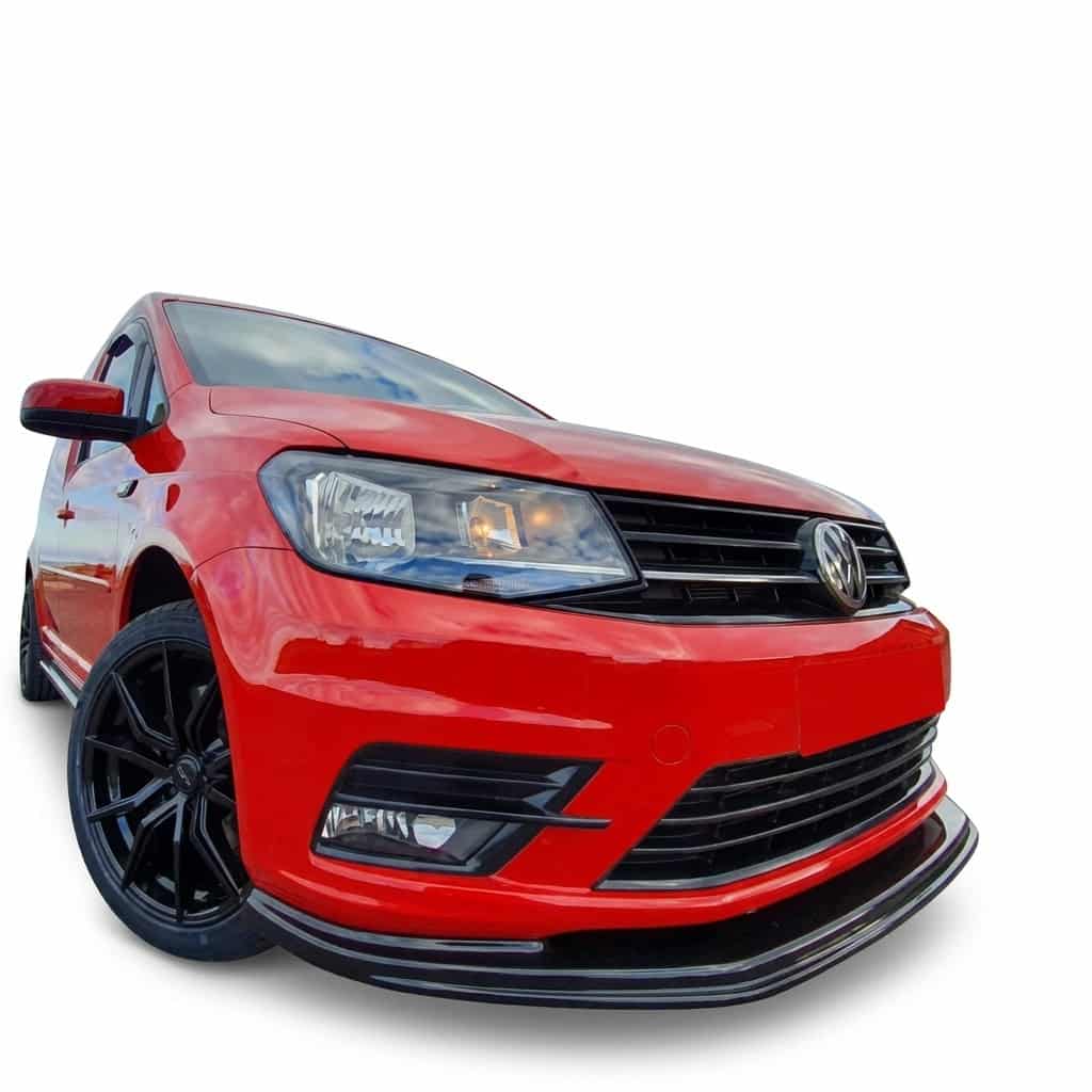 Front Splitter for VW Caddy MK4 (2015-2021) 1 VW Caddy MK4 premium gloss black front splitter side view installation