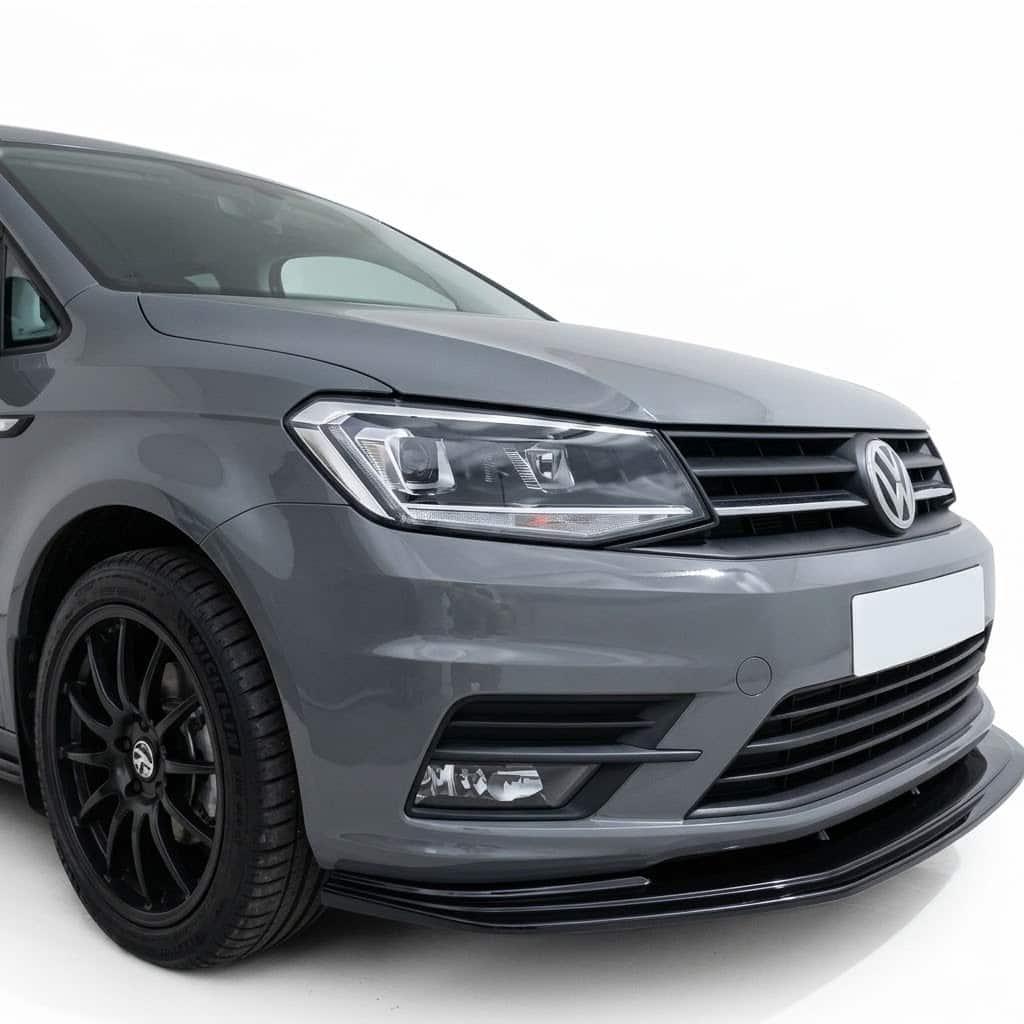 Front Splitter for VW Caddy MK4 (2015-2021) 2 Red VW Caddy MK4 fitted with durable ABS gloss black front splitter
