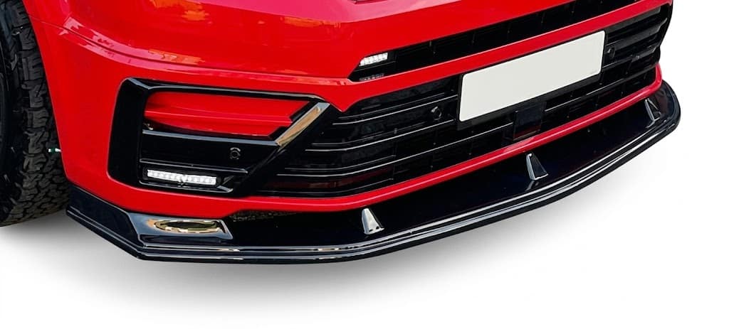 Front Splitter for VW Crafter MK2 / MAN TGE MK1 Prefacelift (2017+) 2 Gloss black front splitter for VW Crafter MK2 and MAN TGE MK1 (2017+), aggressive front bumper lip spoiler for camper conversions.