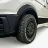 Matte black wheel arch extension kit for VW Crafter MK2 and MAN TGE (2017-present).