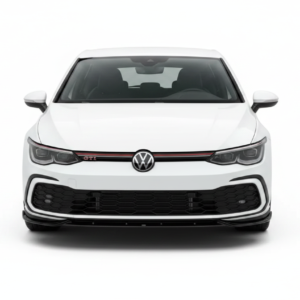 Gloss black V2 front splitter made for the 2020-2024 VW Golf MK8 GTI GTE R-Line.