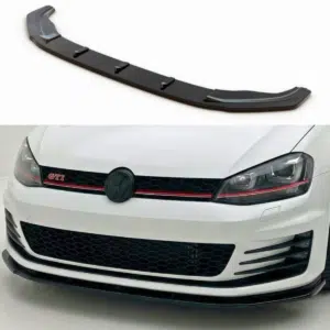 VW Golf GTI Front Splitter V1 Gloss Black MK7 2013-2016 Installed Front View