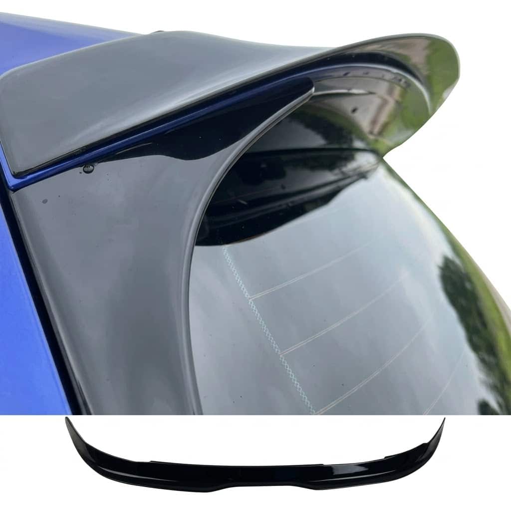 VW Golf Mk7 - Mk7.5 GTI R R-Line 2013 - 2020 Spoiler Cap 4 Gloss black rear spoiler cap extension for VW Golf Mk7 & Mk7.5 GTI, R, R-Line (2013-2020), aggressive roof wing lip.