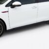 Gloss black side skirts Version 2 for VW Golf Mk8 GTI, GTD, and R-Line (2020 onwards), 2-piece performance styling extensions.