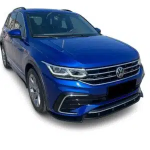 Gloss black front splitter for VW Tiguan MK2 R and R-Line Facelift (2020+), aggressive front bumper lip spoiler