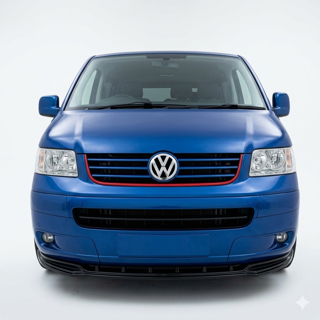 Front Splitter for VW Transporter T5 (2003-2009) 1 VW Transporter T5 front splitter in gloss black finish for 2003-2009 pre-facelift models.