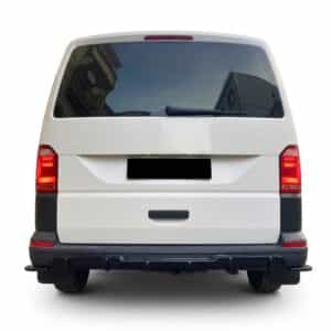 Gloss black rear bumper valance diffuser for VW Transporter T6 (2015-2019).