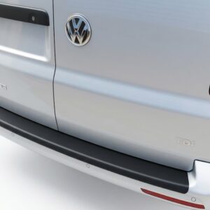 Rear bumper protector for VW Transporter T5, T6, and T6.1 (2003-2024) with Barn Doors, black anti-scratch guard.